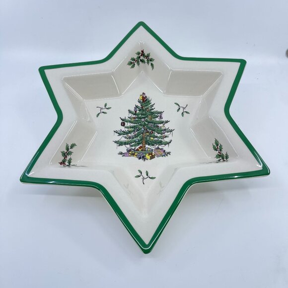 spode england christmas tree star-shaped serving dish s3324-a1 made in england - Picture 1 of 4